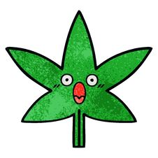 Retro Grunge Texture Cartoon Marijuana Leaf Royalty Free Stock Images