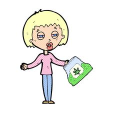 Free Cartoon Woman With Bag Of Weed Stock Images - 258174714