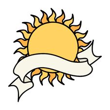 Tattoo With Banner Of A Sun Stock Photography