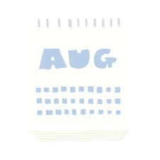 Flat Color Illustration Of A Cartoon Calendar Showing Month Of August Royalty Free Stock Images