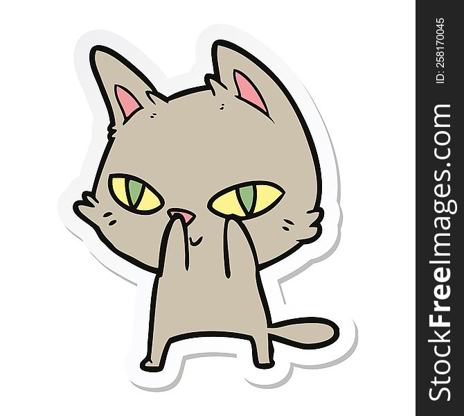 sticker of a cartoon cat staring