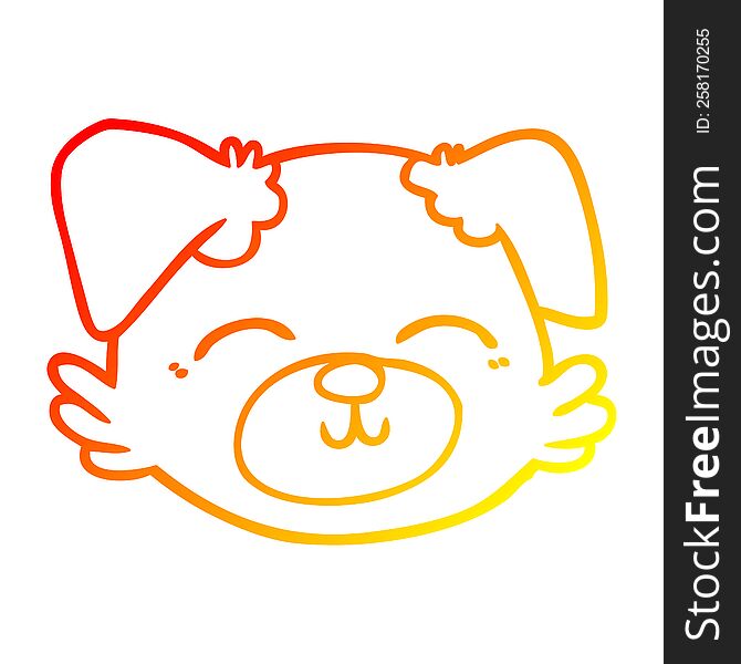 warm gradient line drawing of a cartoon dog face