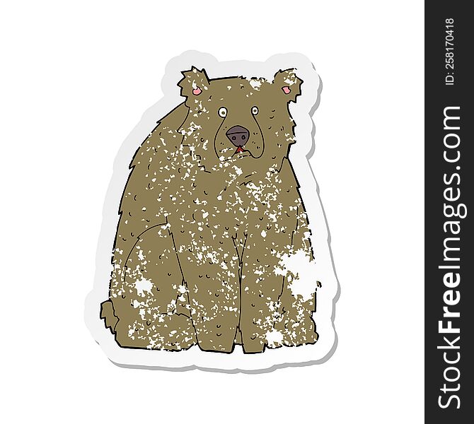Retro Distressed Sticker Of A Cartoon Funny Bear