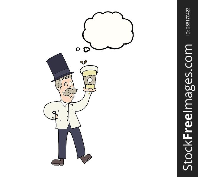 Thought Bubble Cartoon Man With Coffee Cup