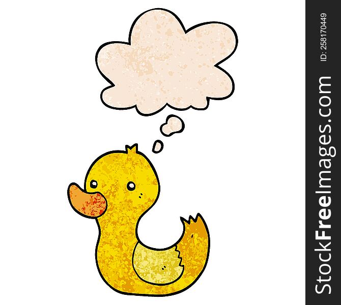 cartoon duck with thought bubble in grunge texture style. cartoon duck with thought bubble in grunge texture style