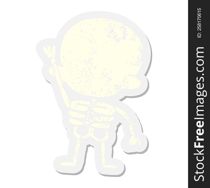 skeleton waving grunge sticker