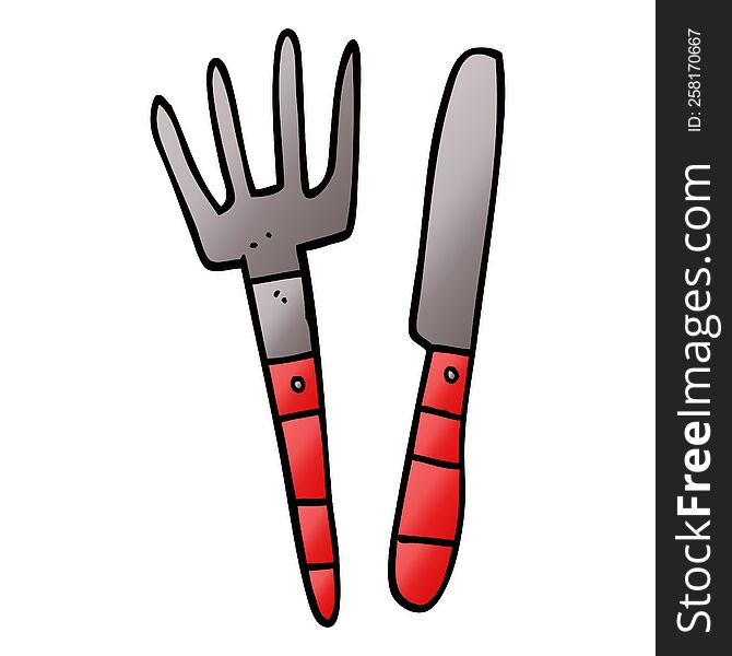 cartoon doodle knife and fork