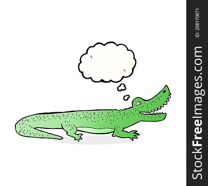 Cartoon Happy Crocodile With Thought Bubble