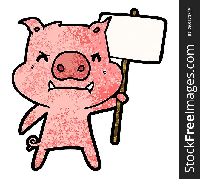 angry cartoon pig protesting. angry cartoon pig protesting