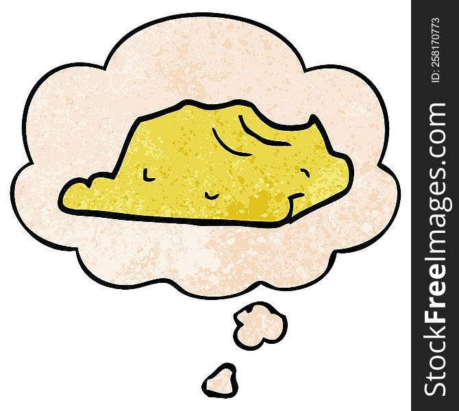 Cartoon Butter And Thought Bubble In Grunge Texture Pattern Style