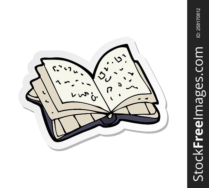 sticker of a cartoon open book