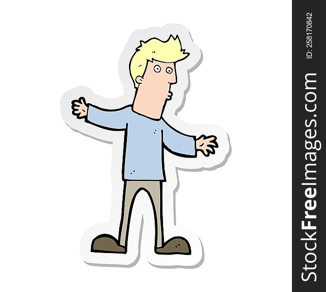 sticker of a cartoon curious man