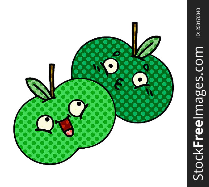 comic book style cartoon of a apples