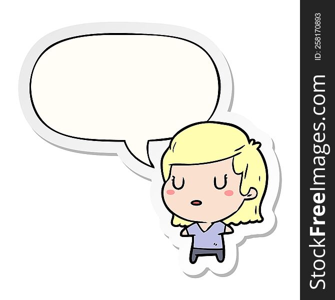 Cartoon Woman And Speech Bubble Sticker