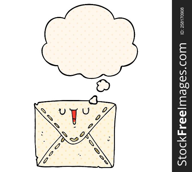 Cartoon Envelope And Thought Bubble In Comic Book Style
