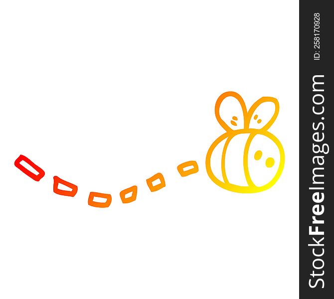 warm gradient line drawing of a cartoon bee