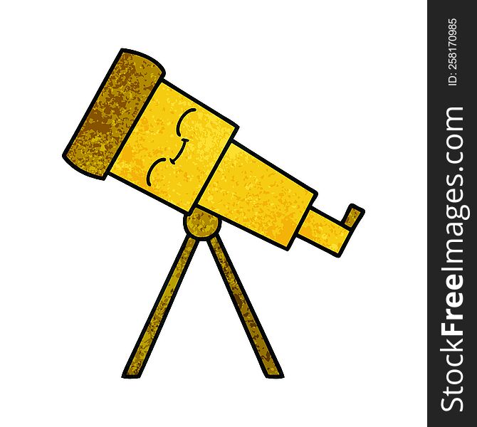 Retro Grunge Texture Cartoon Telescope