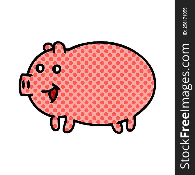 comic book style cartoon of a pig. comic book style cartoon of a pig