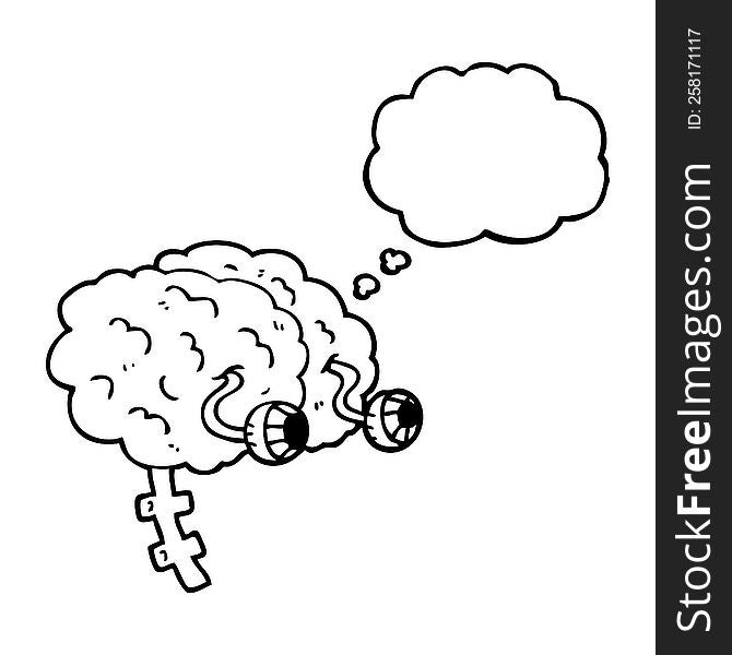 freehand drawn thought bubble cartoon brain