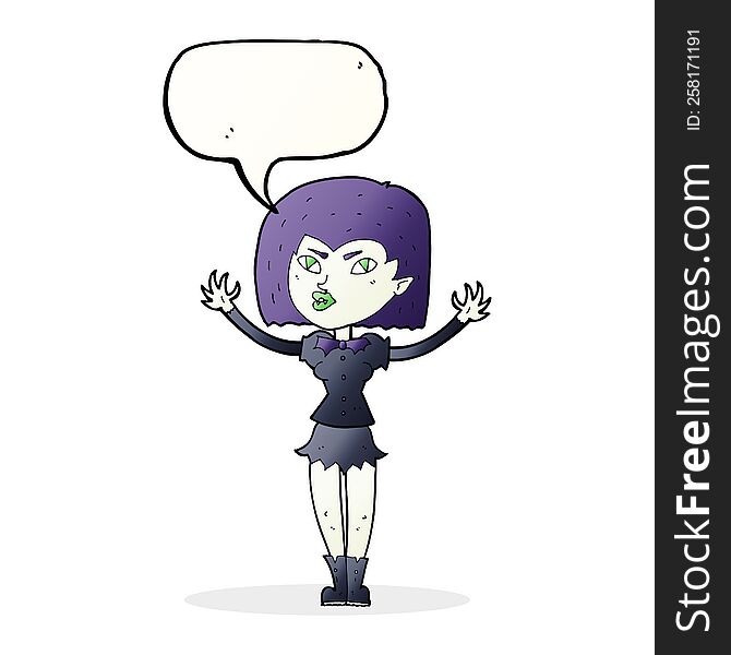 Cartoon Vampire Girl With Speech Bubble