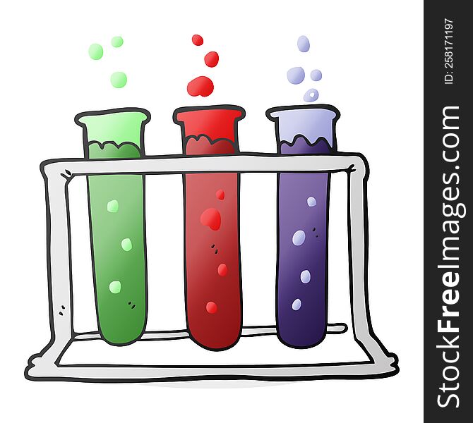 freehand drawn cartoon rack of test tubes