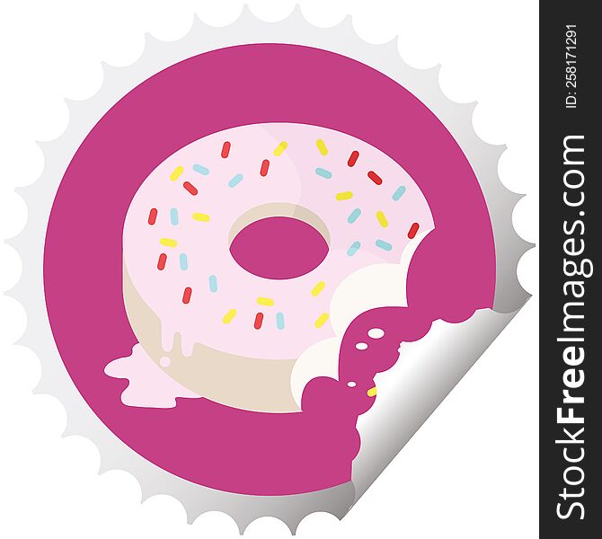 Bitten Frosted Donut Round Sticker Stamp