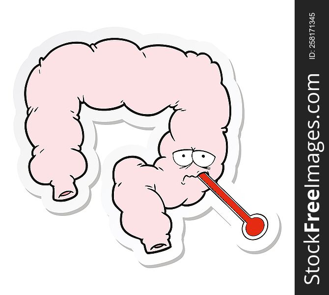 sticker of a cartoon unhealthy colon