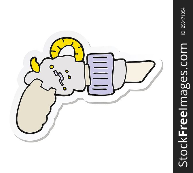 Sticker Of A Cartoon Ray Gun