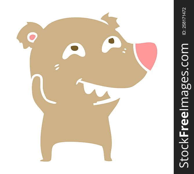 Flat Color Style Cartoon Bear Showing Teeth