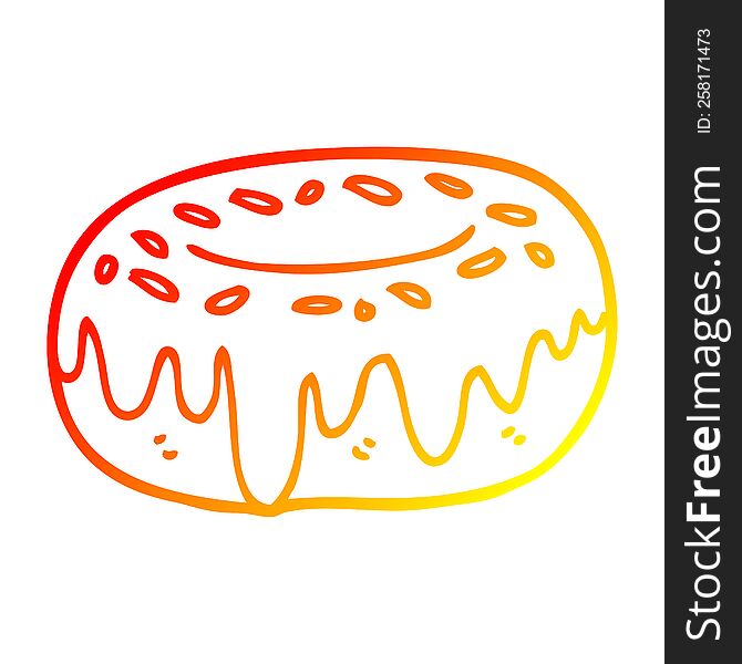 Warm Gradient Line Drawing Cartoon Donut With Sprinkles