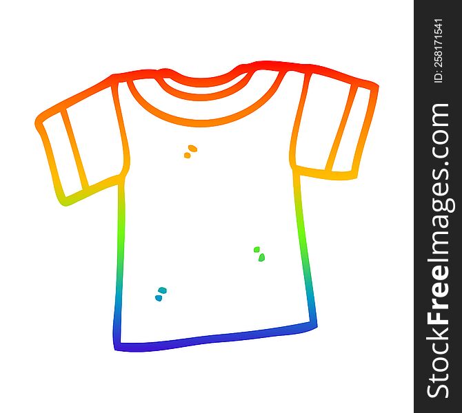 rainbow gradient line drawing of a cartoon tee shirt