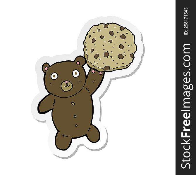 sticker of a bear with cookie