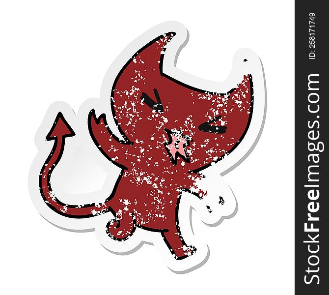 Distressed Sticker Cartoon Of A Kawaii Cute Demon