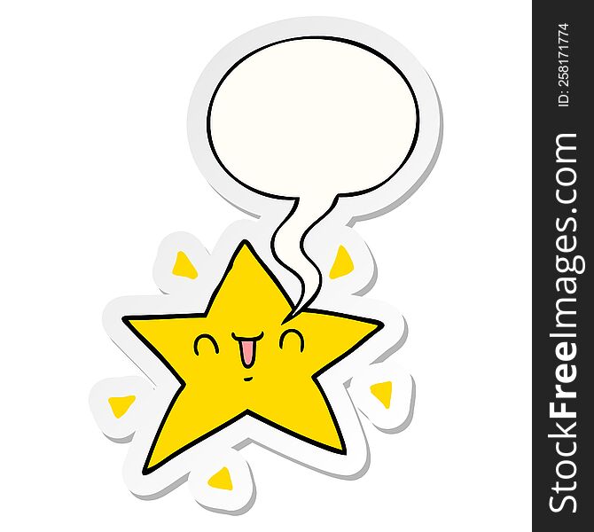 Cartoon Happy Star And Speech Bubble Sticker