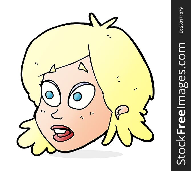 Cartoon Female Face With Surprised Expression