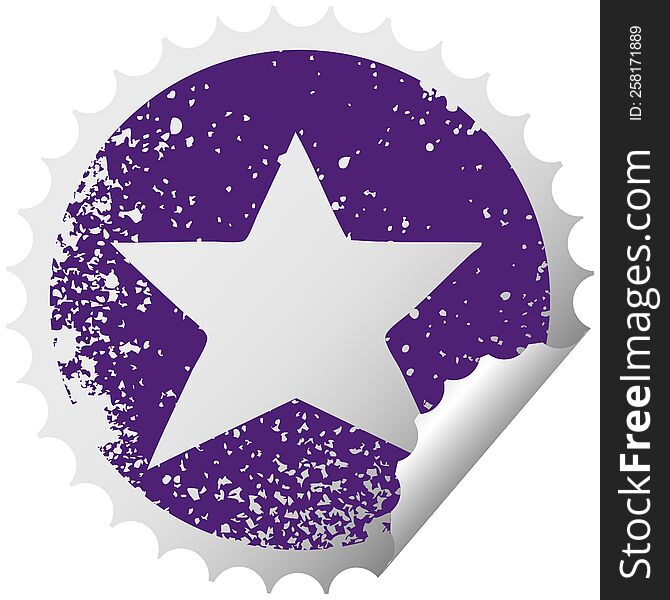 Distressed Circular Peeling Sticker Symbol Gold Star