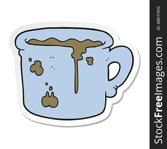 sticker of a cartoon old coffee cup