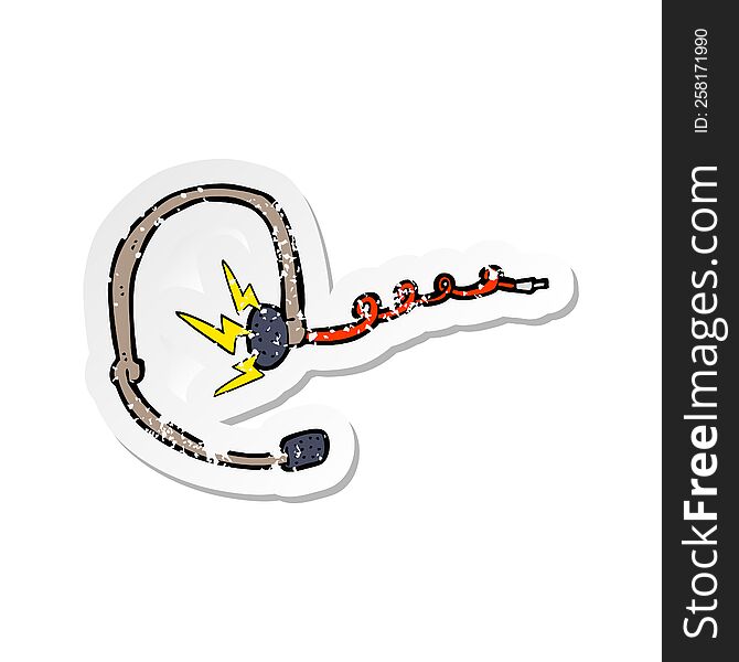 retro distressed sticker of a cartoon call center headset