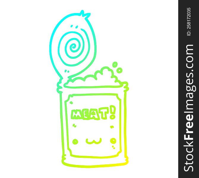 cold gradient line drawing of a cartoon canned food