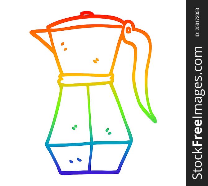 rainbow gradient line drawing of a cartoon stove top espresso maker