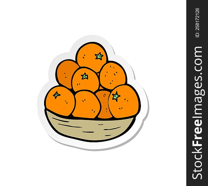 sticker of a cartoon bowl of oranges