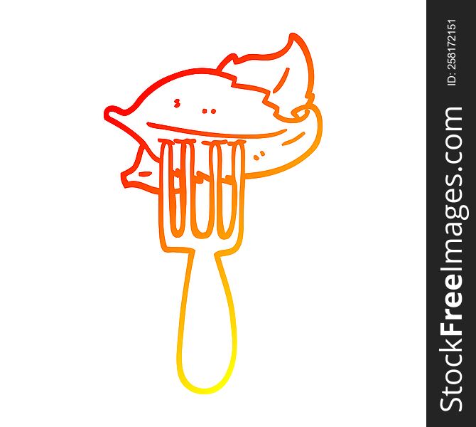 warm gradient line drawing of a cartoon salad leaves on fork