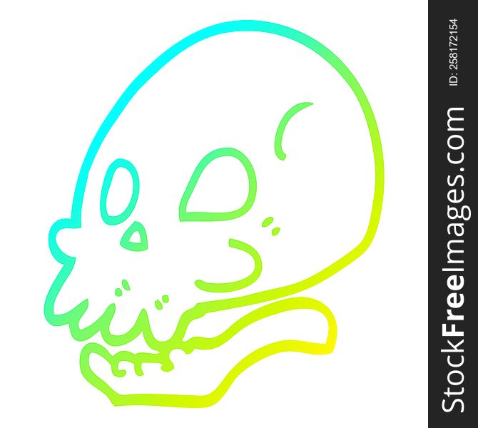 Cold Gradient Line Drawing Cartoon Skull