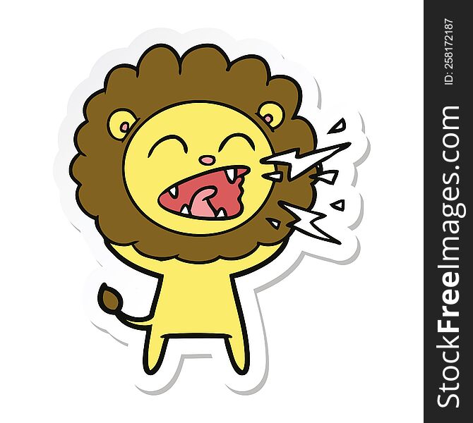 Sticker Of A Cartoon Roaring Lion