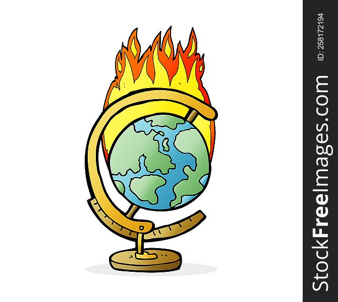 Cartoon Burning Globe