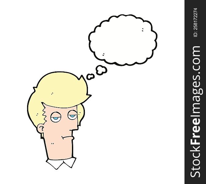 Cartoon Bored Man With Thought Bubble