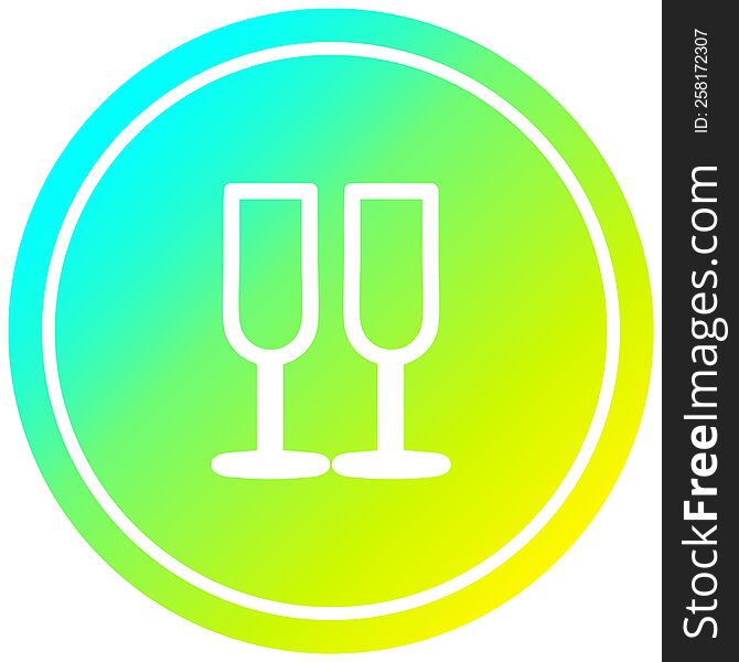 champagne glasses circular icon with cool gradient finish. champagne glasses circular icon with cool gradient finish
