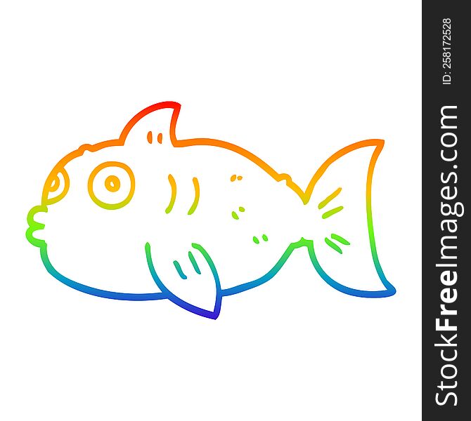 rainbow gradient line drawing cartoon surprised fish