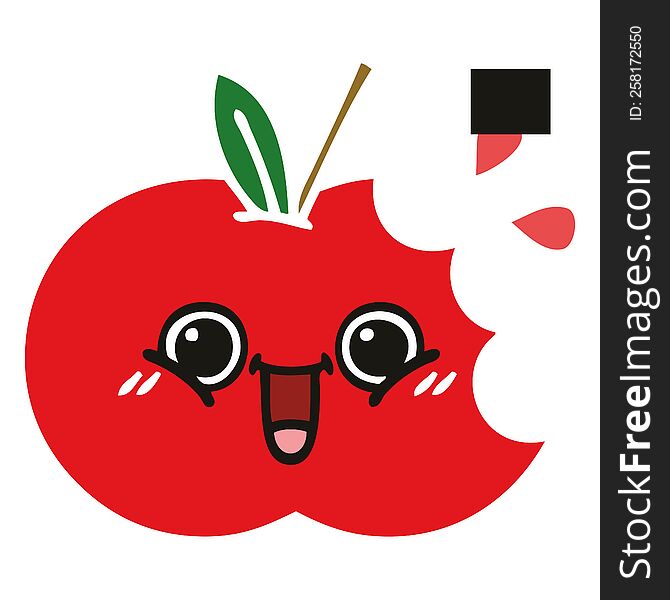 Flat Color Retro Cartoon Red Apple