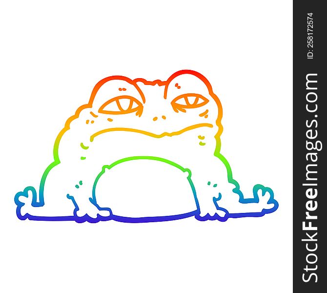rainbow gradient line drawing of a cartoon toad